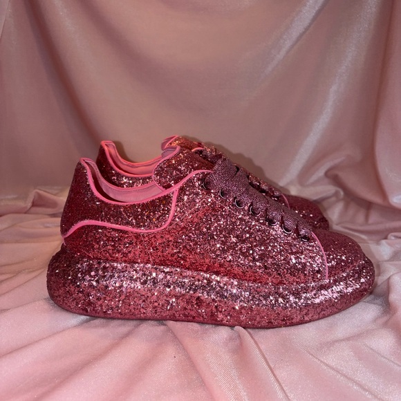 Alexander McQueen Glitter Women’s Sneakers in Printers Pink - 38.5 / 8.5 - Picture 3 of 10